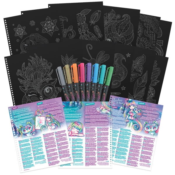 Nebulous Stars Black Page Coloring Book & Gel Pen Set - Image 2